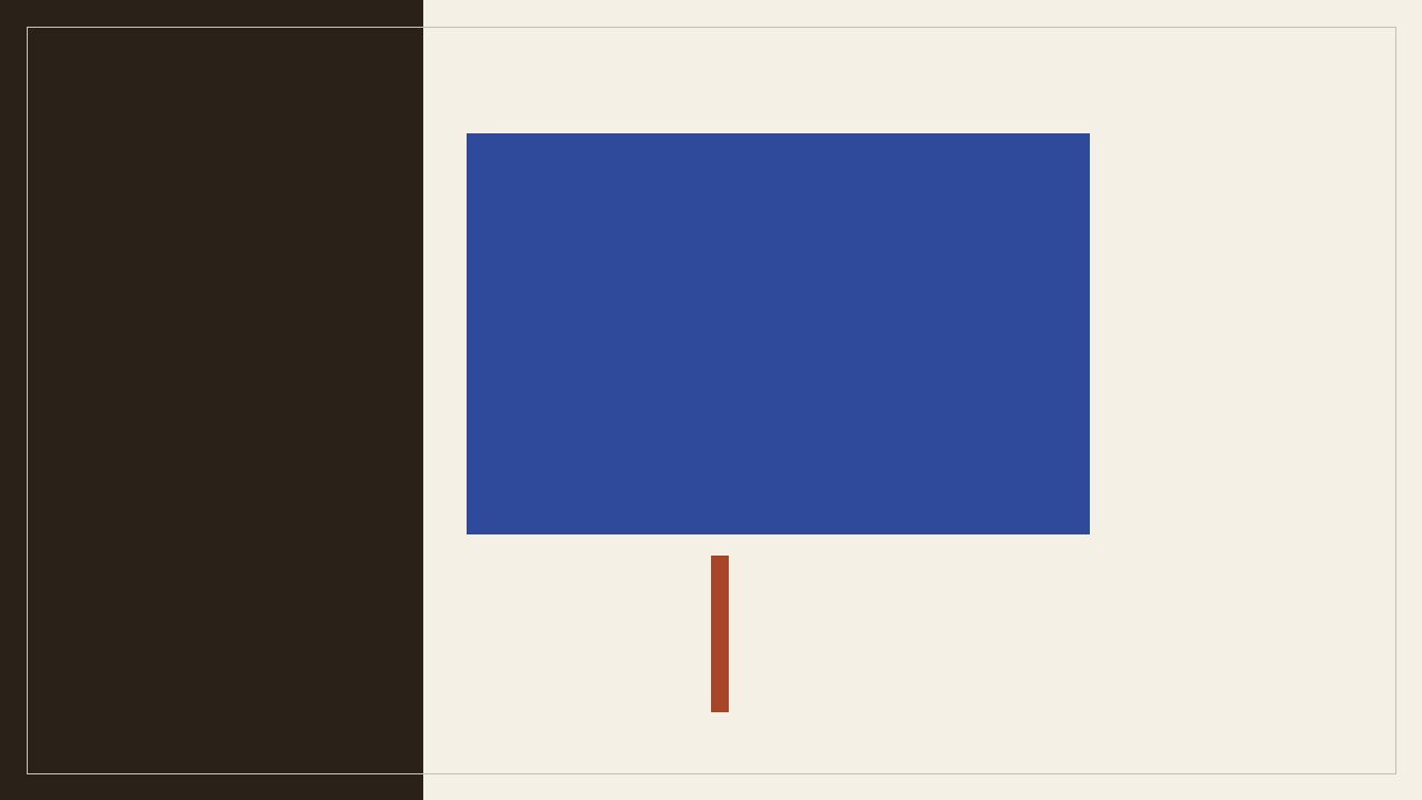 Abstract print: dark blue planes, one cobalt shape, a thin rust line, on warm paper.
