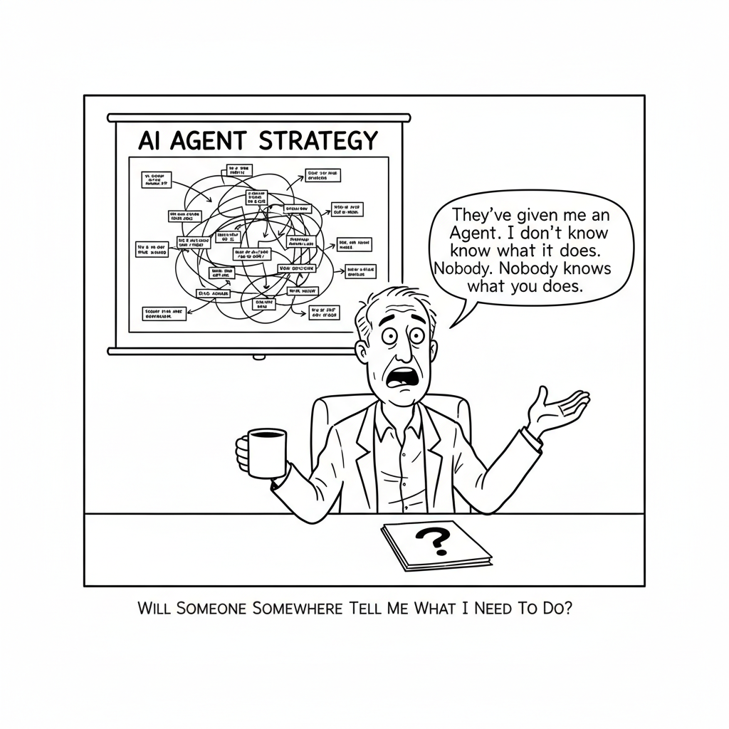 Office Man cartoon: AI Agents