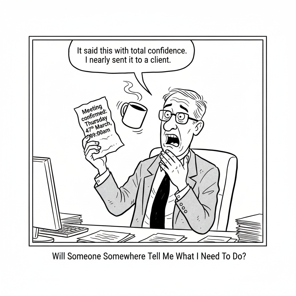 Office Man cartoon: AI Hallucinations