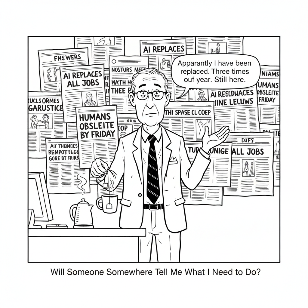 Office Man cartoon: AI and Jobs